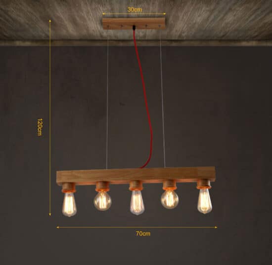 Erling Classic Wooden Bar 5 Head Pendant Light | Screed