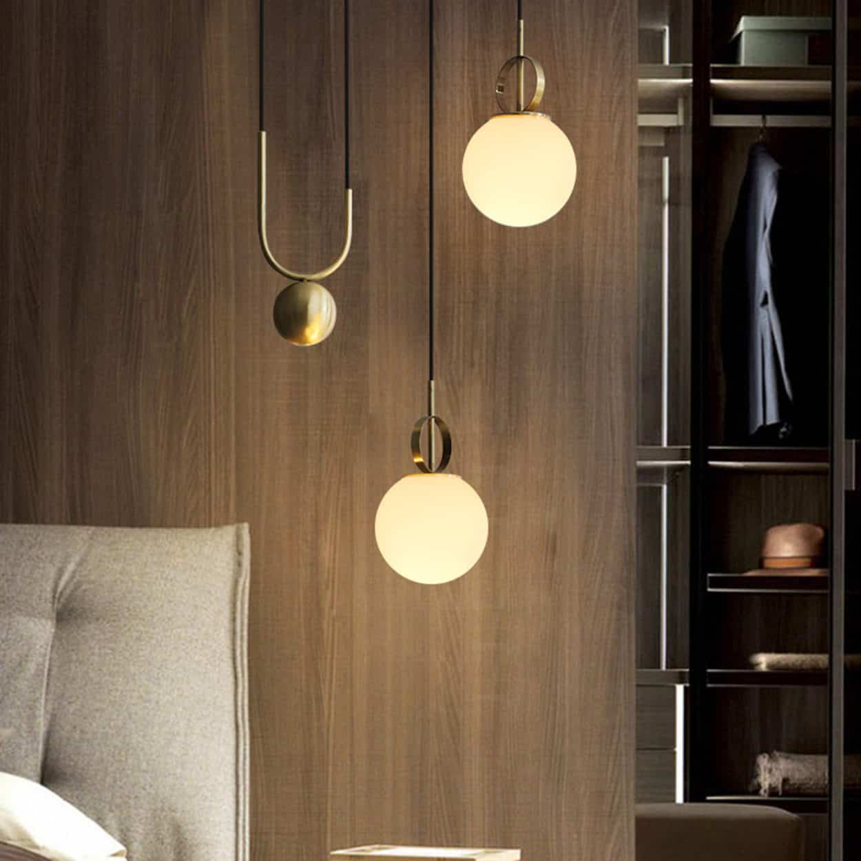 RIKKE Golden Lift Glass Ball Pendant Light