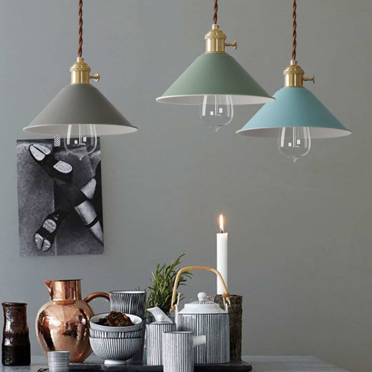 pastel coloured lamp shades