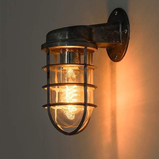 Mariniin Industrial Caged Wall Lamp - black wall lamp