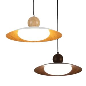 Alfvinor Scandinavian Pot-Lid Pendant Lamp - wooden pendant lamp