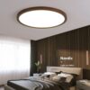 Amanrek Wooden Round Flush Mount Ceiling Light - bedroom lamp