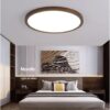 Amanrek Wooden Round Flush Mount Ceiling Light - bedroom lights