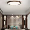 Amanrek Wooden Round Flush Mount Ceiling Light - led lamp