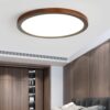 Amanrek Wooden Round Flush Mount Ceiling Light - living room lamp