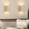 Holmquist Wabi-Sabi Travertine Stone Wall Lamp - living room wall la