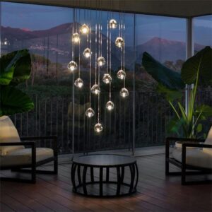 Norlick Lux Crystal Gems Modern Chandelier Lamp - courtyard pendant