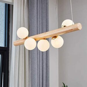 PATRIK Wood Rod With Glass Ball Pendant Lamp - hallway pendant lamp