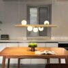 PATRIK Wood Rod With Glass Ball Pendant Lamp - kitchen pendant lamp