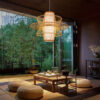 Rattana Bamboo UFO-Shaped Pendant Lamp - courtyard pendant lamp