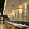 Rattana Bamboo UFO-Shaped Pendant Lamp - dining hall pendant lamp