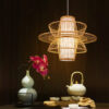 Rattana Bamboo UFO-Shaped Pendant Lamp - kitchen island pendant