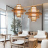 Rattana Bamboo UFO-Shaped Pendant Lamp - office pendant lamp