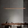 Reetohn Rectangular Slim Wood Linear Hanging Lamp - sitting area lamp