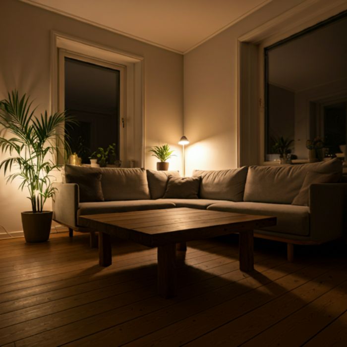 Cozy Living Room with Warm Lighting