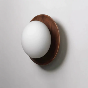 Wooden Base Plated Mushroom Wall Light - Hall Cafe Light