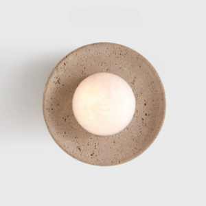 Travertine Plate Sitting area Light - closeup